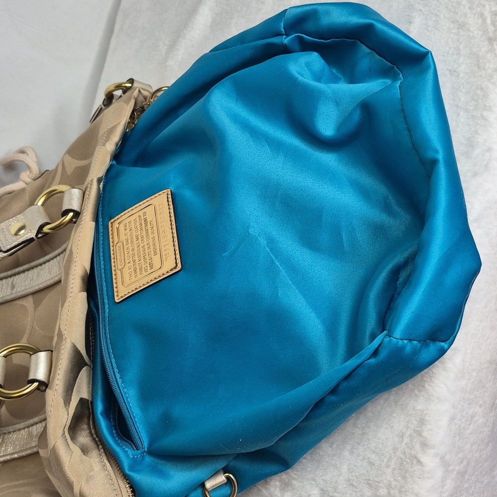 Coach Poppy Metallic Gold and Tan Tote Bag - Picture 13 of 17